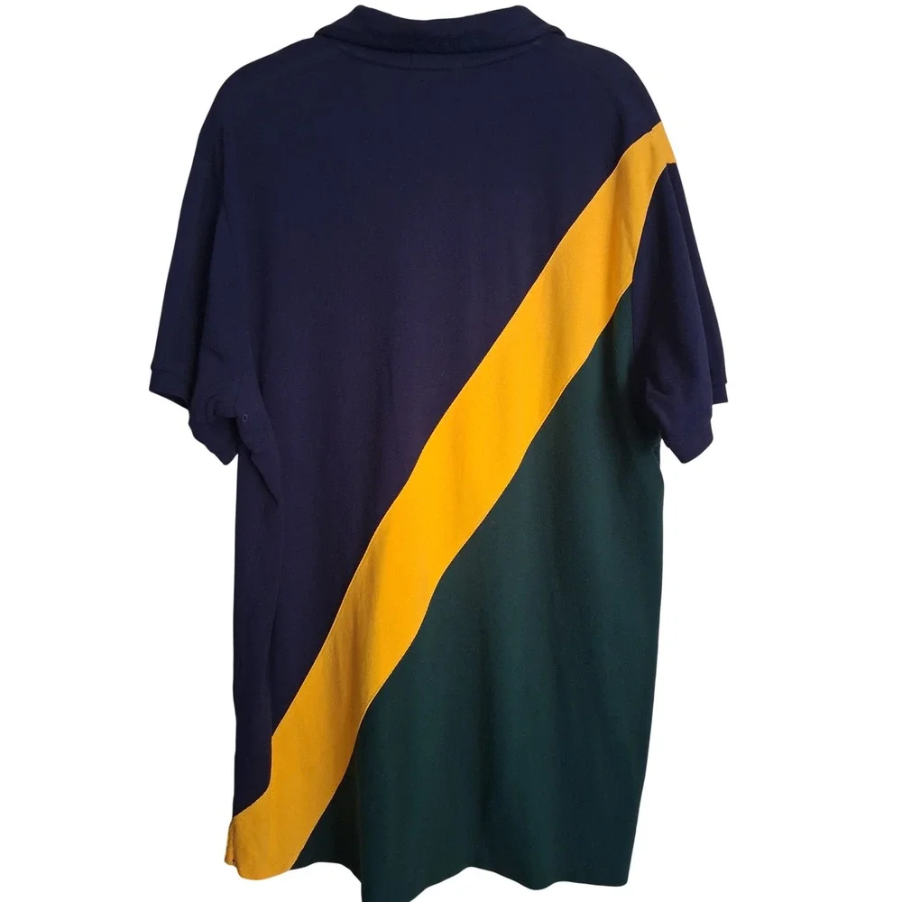 Polo Ralph Lauren Mens XXL Big Pony Custom Fit Colorblock Sash Polo Shirt Navy